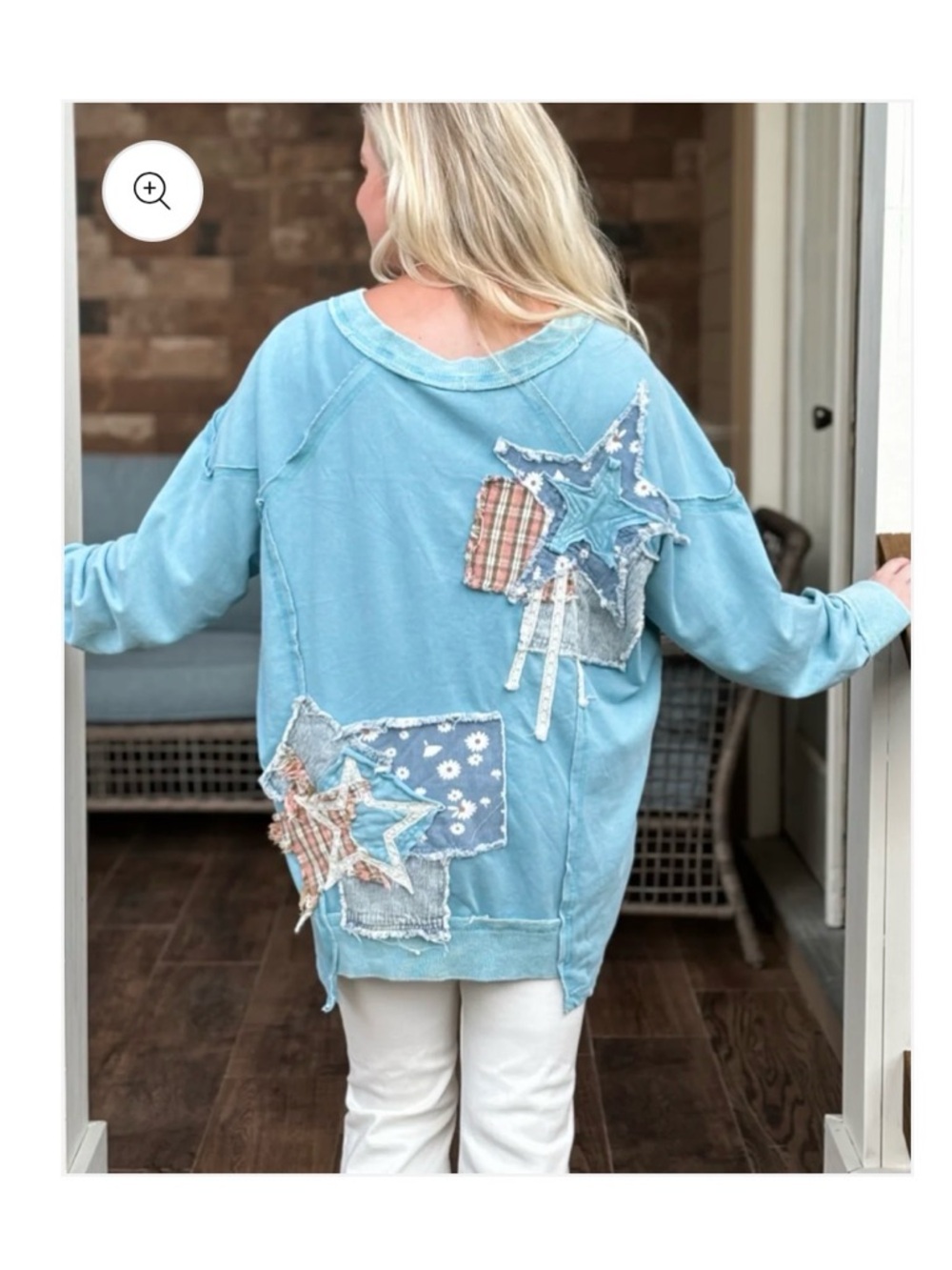 NWT Blue Velvet "Wish Upon a Star" Patchwork Pullover OVERSIZED Boho Top